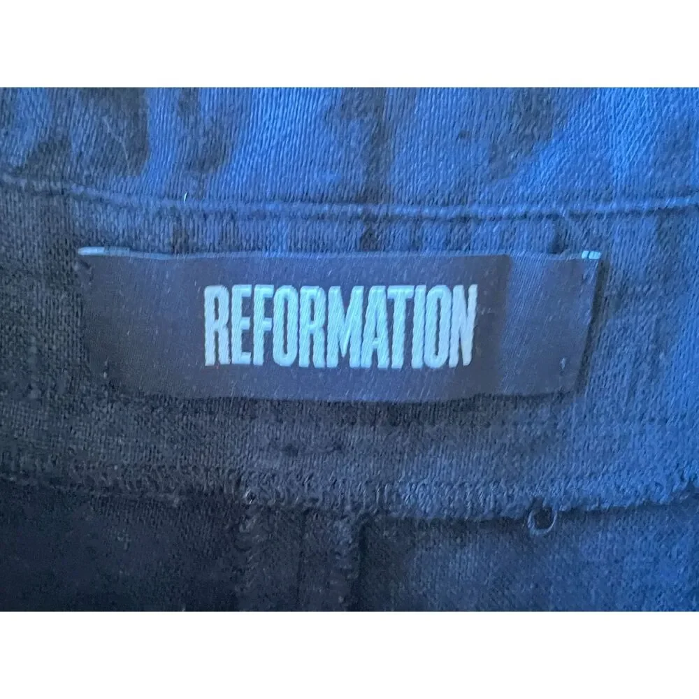 REFORMATION Black Linen Wide Leg Waist Tie Pants Trousers  Women's Size 6